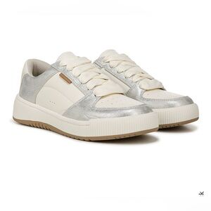 Dr. Scholl's Metallic Silver and White Sneakers